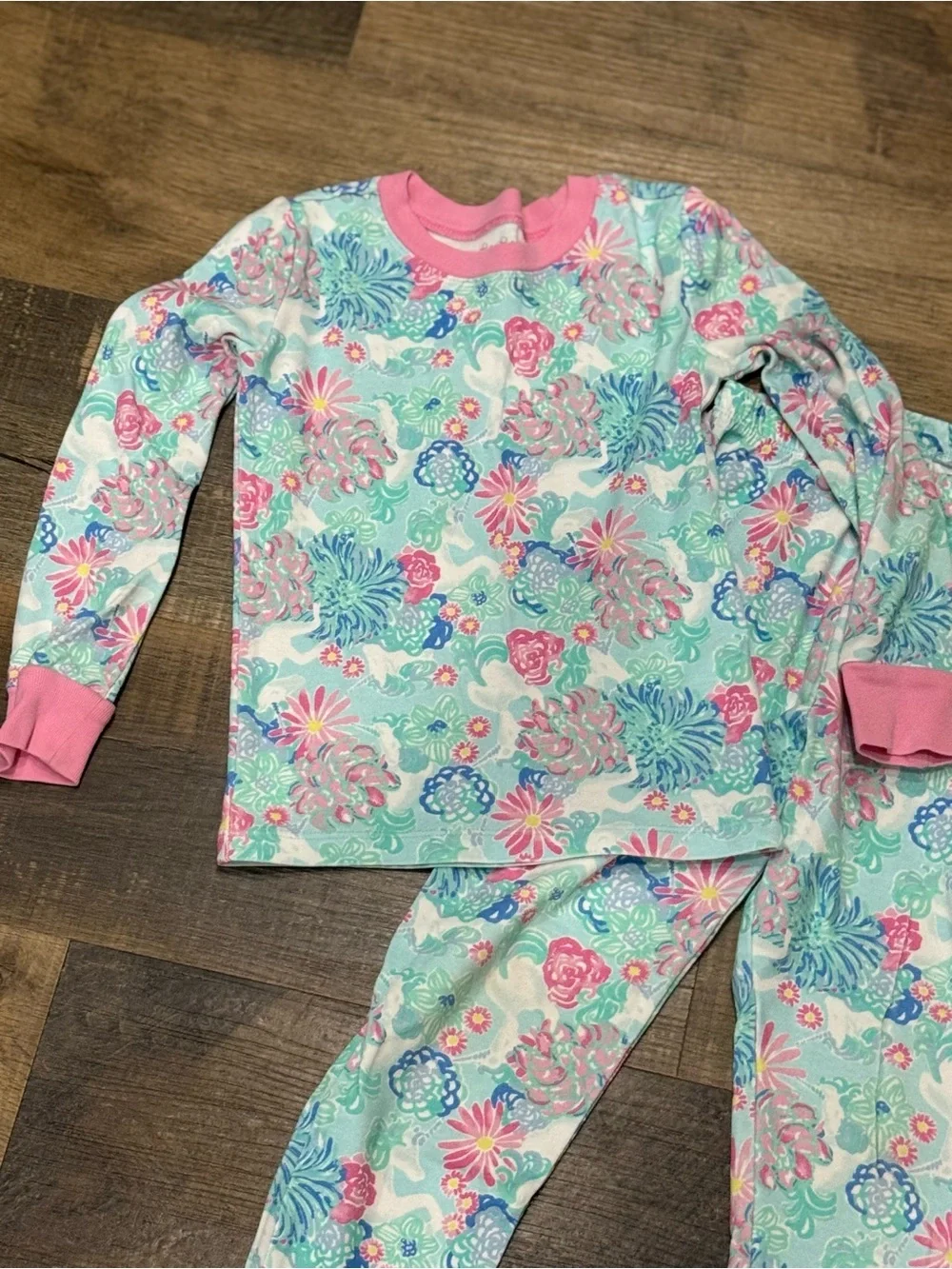 Girls' Lilly Pulitzer Floral Mint & Pink Pajama Set